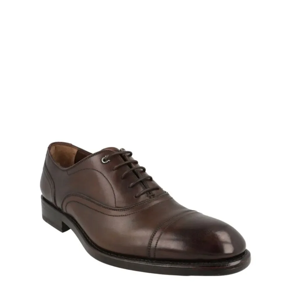 Ferragamo Baron Leather Oxfords Brown Mens